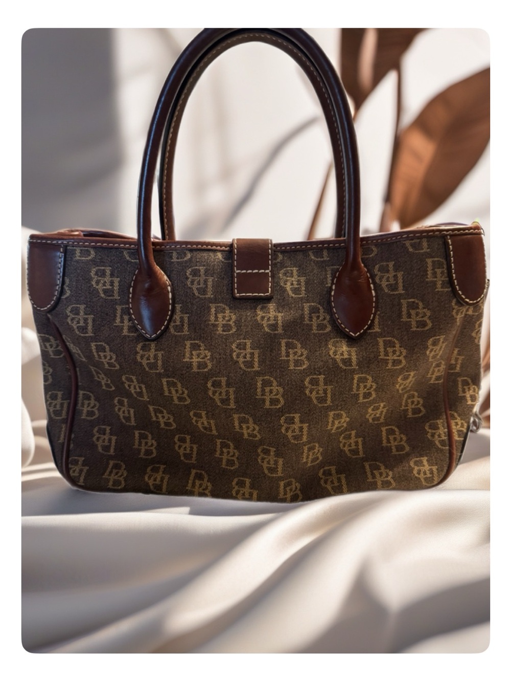 Dooney & Bourke Brown Monogram Satchel with Dark Brown Trim in excellent con. - Picture 2 of 7
